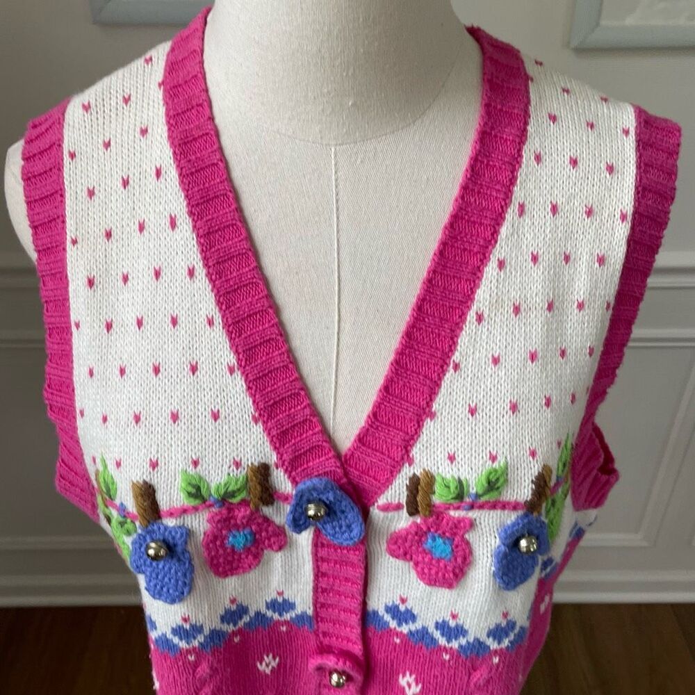 Vintage Quacker Factory Button Front Sweater Vest… - image 4